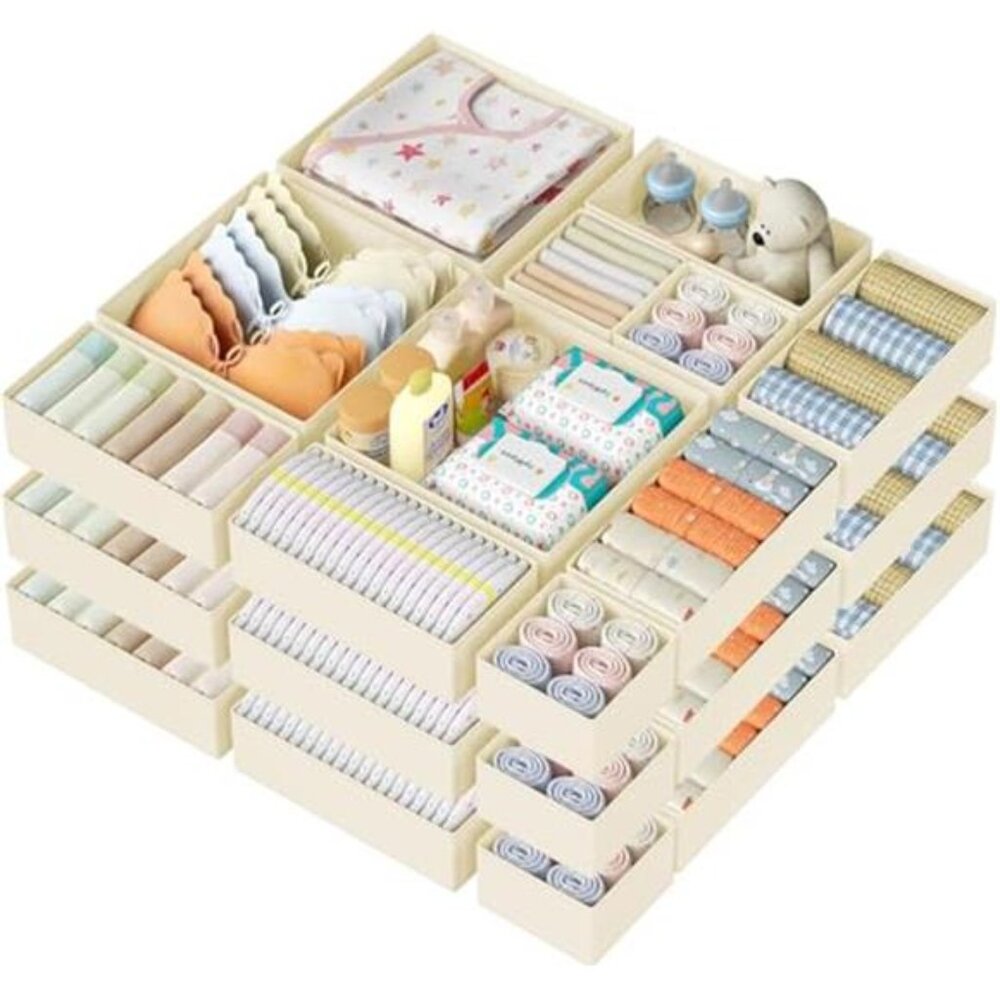 Drawer Organizer Clothes Storage Bins 18 Pack Closet Dresser Sock Underwear